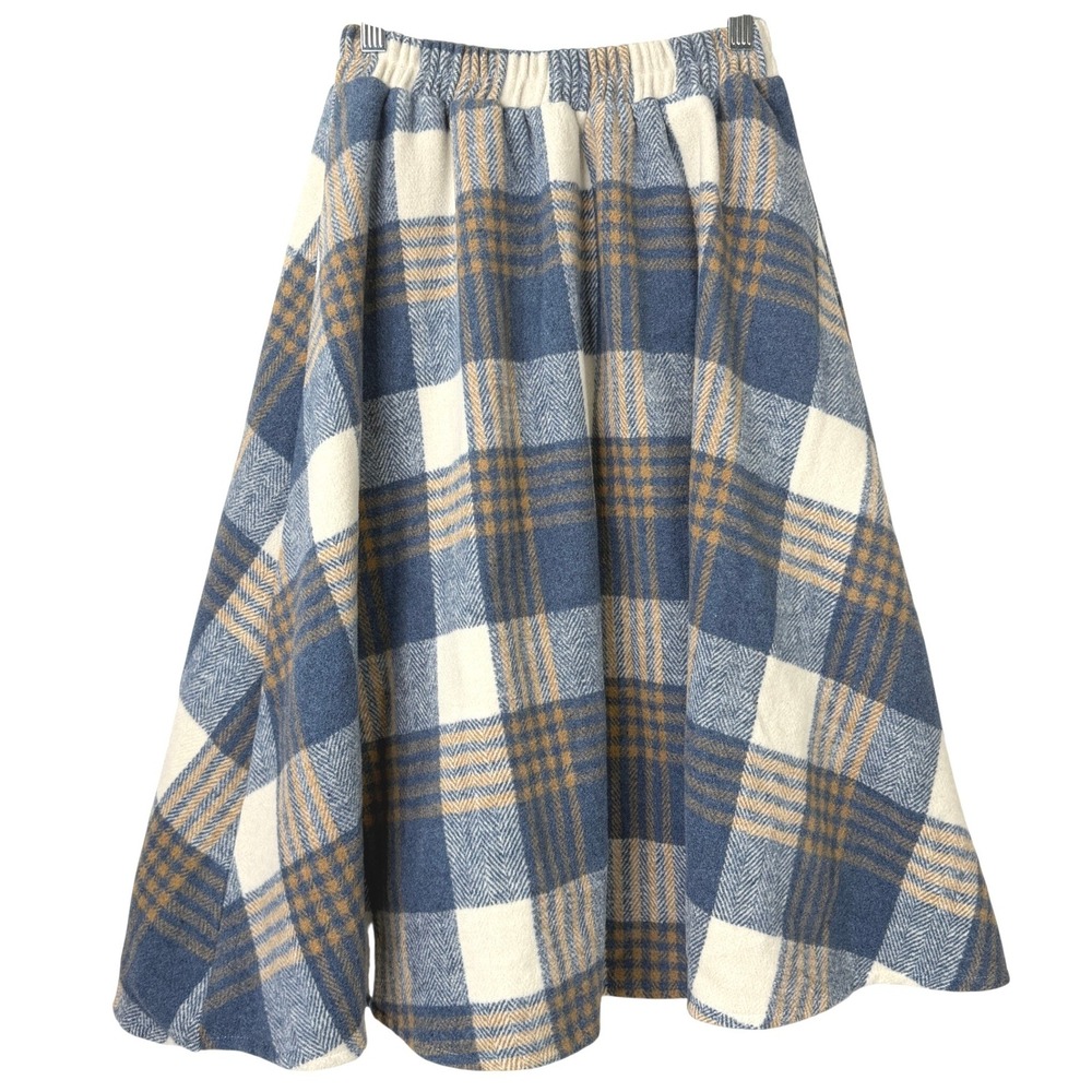 Meingfashion Plaid Skirt Sz 3 Flannel A-line Midi Elastic Waist Cottagecore